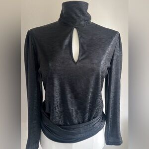 MARELLA Shimmering Black Keyhole Blouse